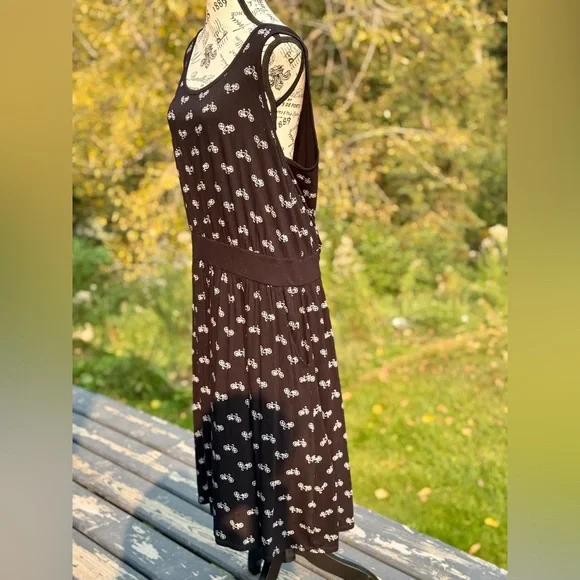 Torrid Black Midi Dress with White Bicycle Design - Picture 4 of 15